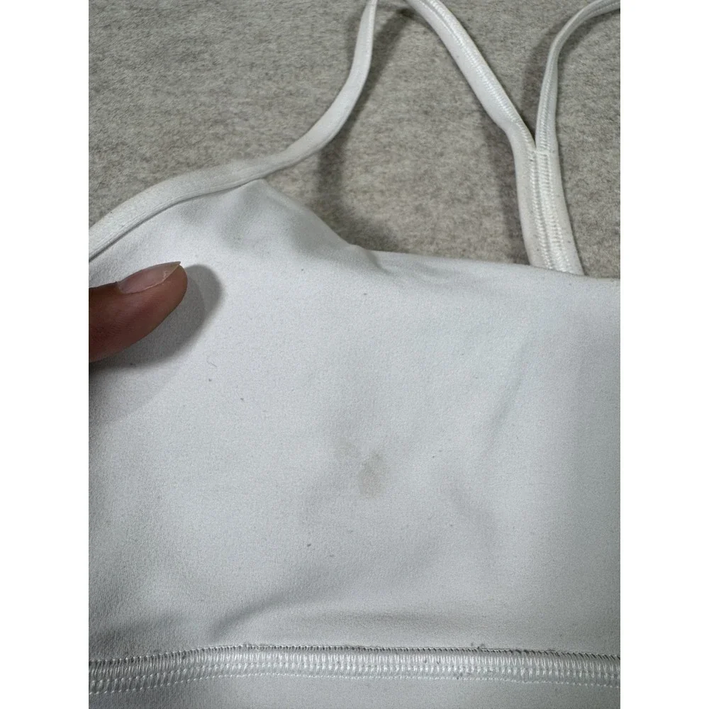 Lululemon Sports Bra Womens 8 White Racerback Stretch Yoga Athletic Gym Running